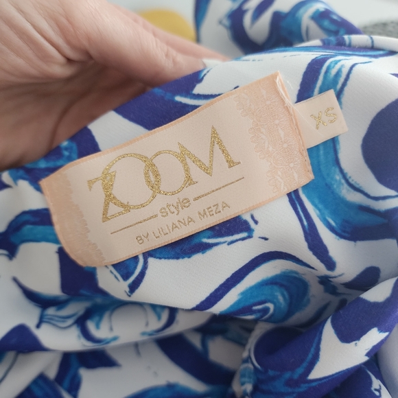 Maxi Dress,Black & Blue Pattern, Elegant  by Colombian Designer Liliana Meza,XS - Picture 3 of 3